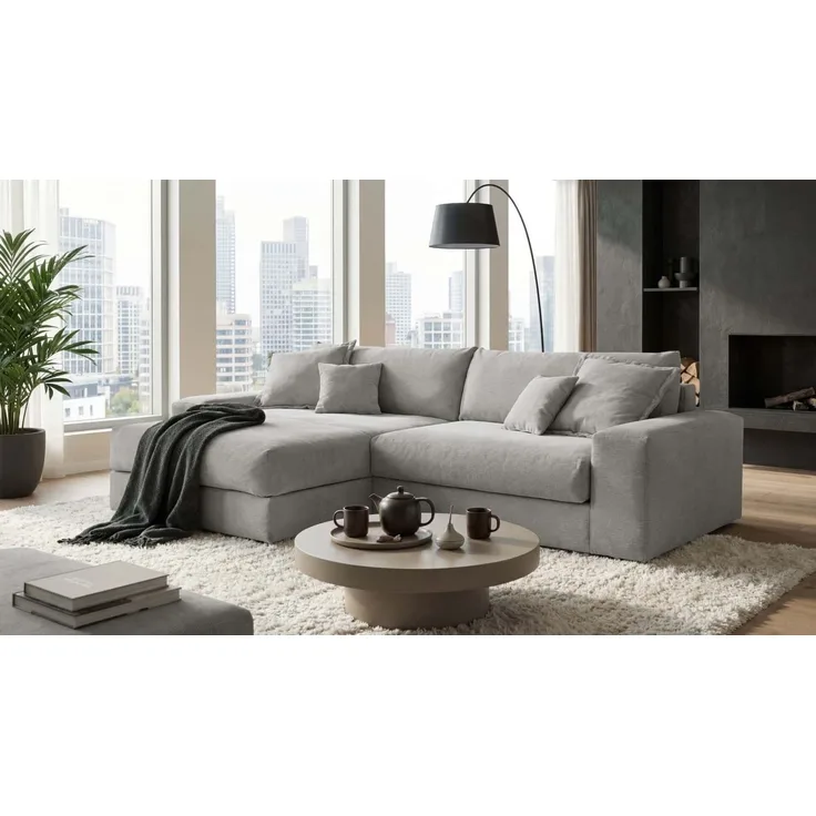 Ecksofa Kamil von Ed Exciting Design im Fjord Cordbezug mit optionalem Hocker