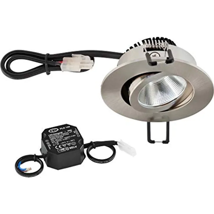 EVN LED-Deckeneinbauleuchte PC20N91302, 8.4W, 3000K, IP20, fest eingebaut, Edelstahl