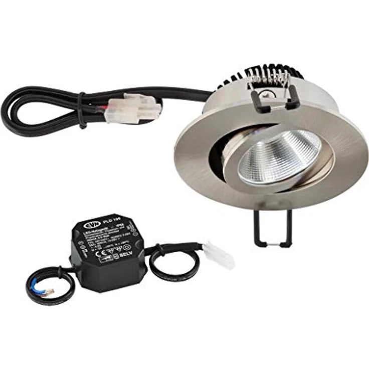 EVN LED-Deckeneinbauleuchte PC20N91302, 8.4W, 3000K, IP20, fest eingebaut, Edelstahl