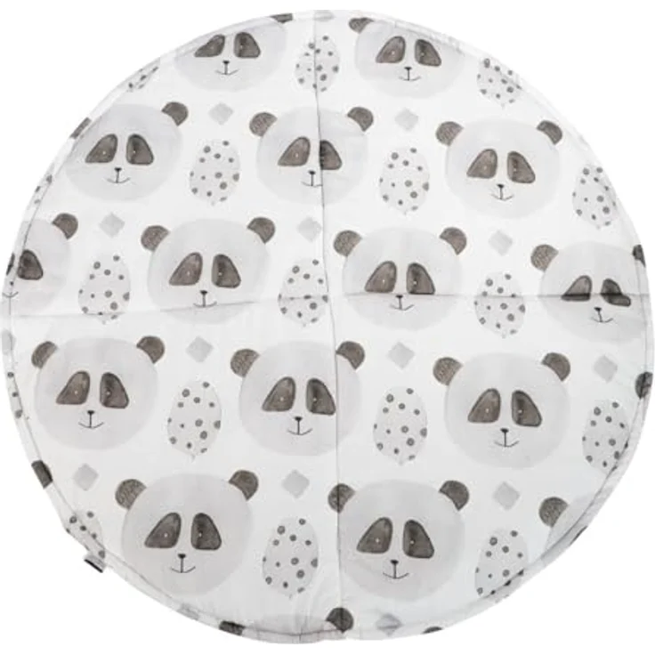 Puckdaddy Spieldecke Vala, 115cm rund, Pandabär-Design, weiß/grau – Bild 3