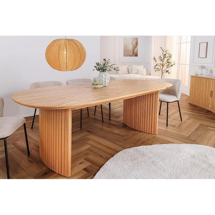 riess-ambiente Esstisch VALHALLA WOOD 220-280cm natur · aus Eichenfurnier mit Einlegeplatte (Einzelartikel, 1-St), verlängerbarer Ausziehtisch · bis zu 10 Sitzplätze · rund oder oval – Bild 4