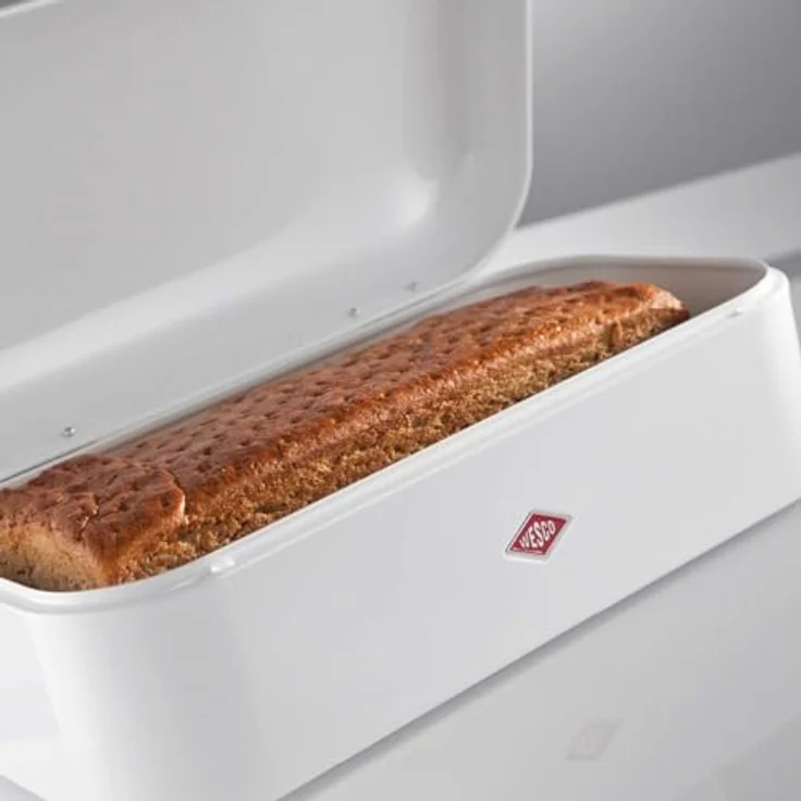 Wesco Grandy Brotkasten in der Farbe weiß, pulverbeschichtetes Stahlblech, Lüftungslöcher und stabiler Handgriff – Bild 3