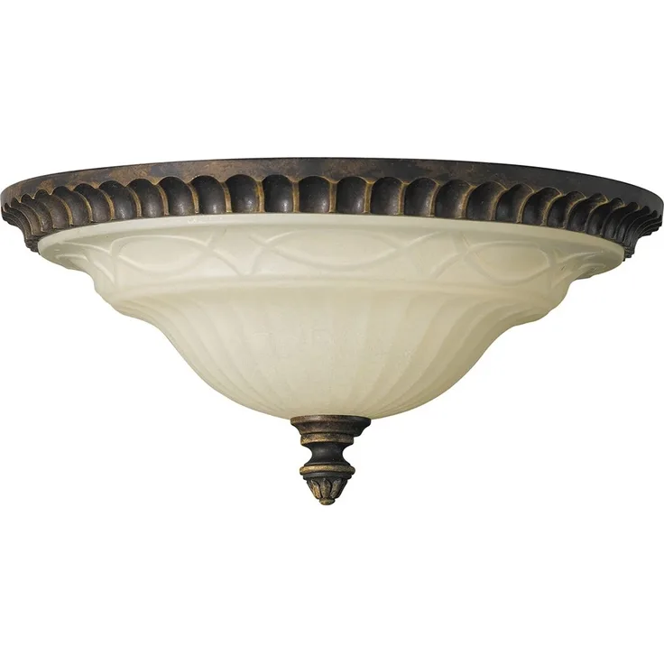 Deckenleuchte, Stahl Glas, Nussbaum, D 33 cm