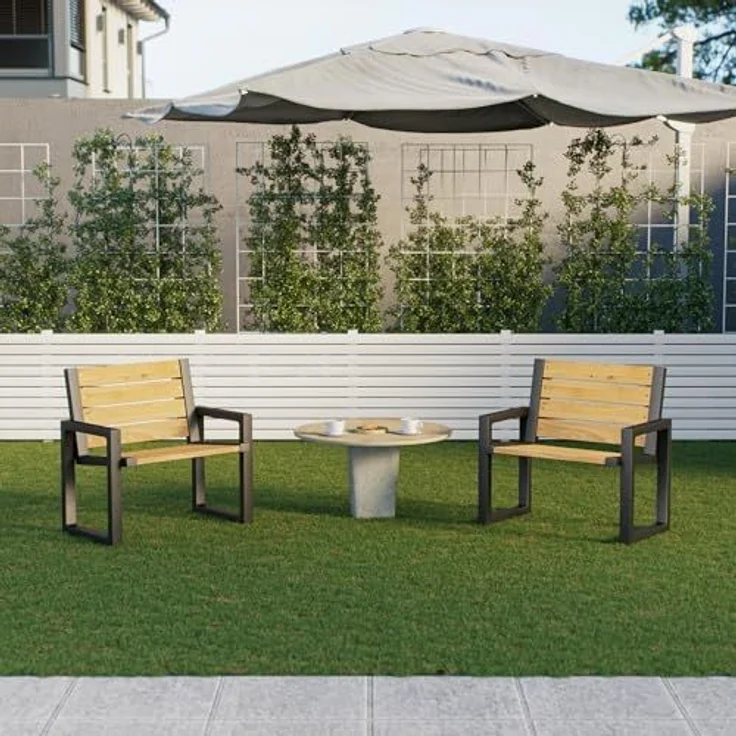 QLS Gartenbank Bankbeine ROM (Set 2 Stück, pulverbeschichtet), Bankgestell Bankfüße Beine aus Stahl schwarz – Bild 5