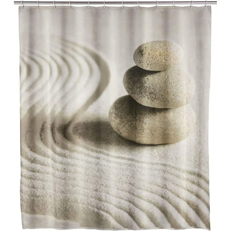 WENKO Duschvorhang Badevorhang waschbar, mit 12 Duschvorhangringen, 100 % Polyester – Bild 2