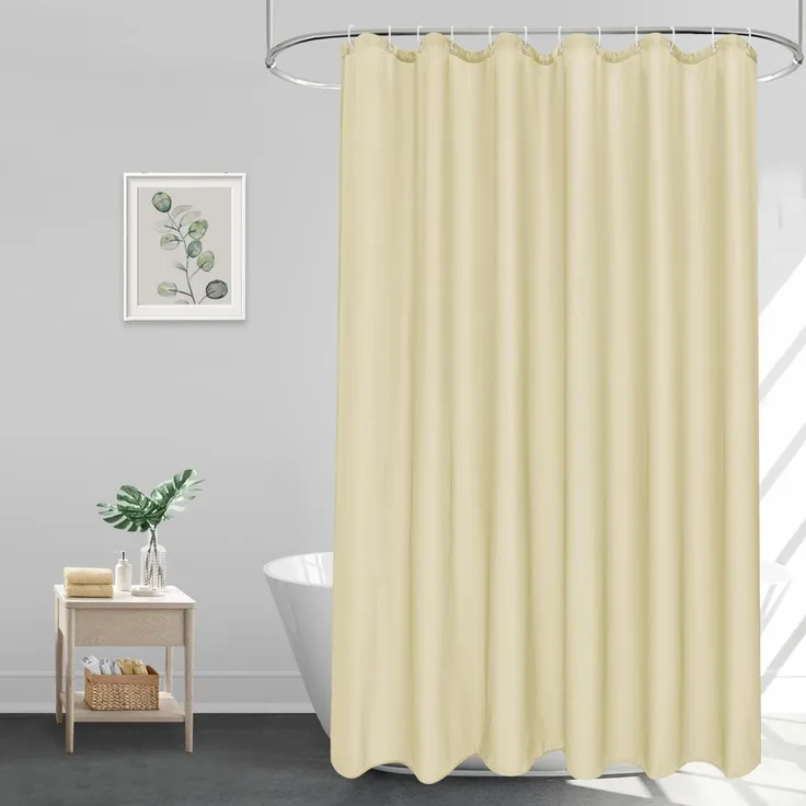 Duschvorhang Beige 180x200 cm Textil Polyester Wasserdicht Waschbar