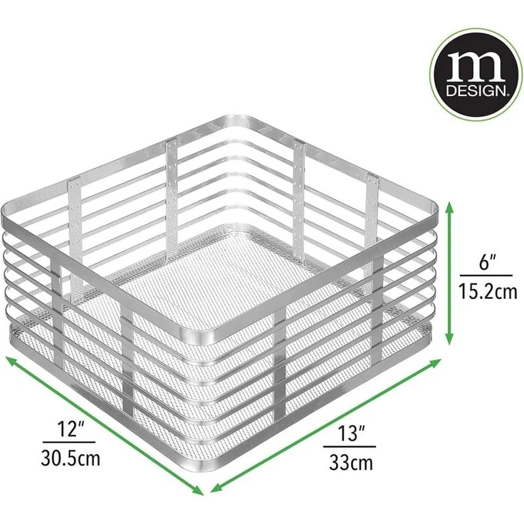 mDesign Allzweckkorb Gitterbox Drahtkorb Aufbewahrung 3er Set Metall Silber – Bild 2