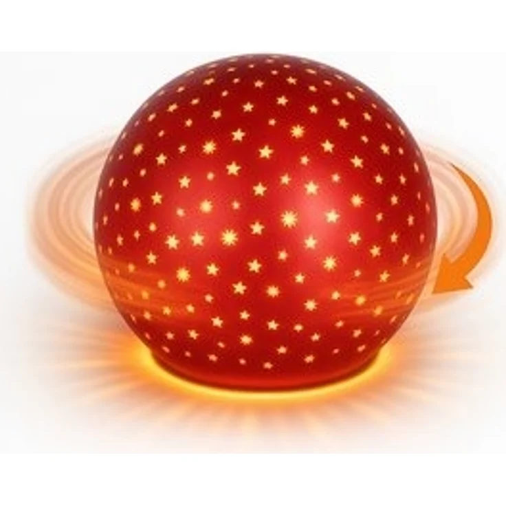formano LED Deko-Kugel Drehend Rot 15 cm Glaskugel Timer 6h/18h Weihnachten Deko - mattes Farbglas mit Stern-Dekor - winterlichem Dekor - Herbst Winter Weihnachtsdeko für Tisch Regal Fensterbank – Bild 6