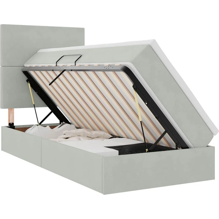 vidaXL Aufbewahrungsbett mit Matratze Hellgrau 90 x 190 cm Samt 3371937 – Bild 2