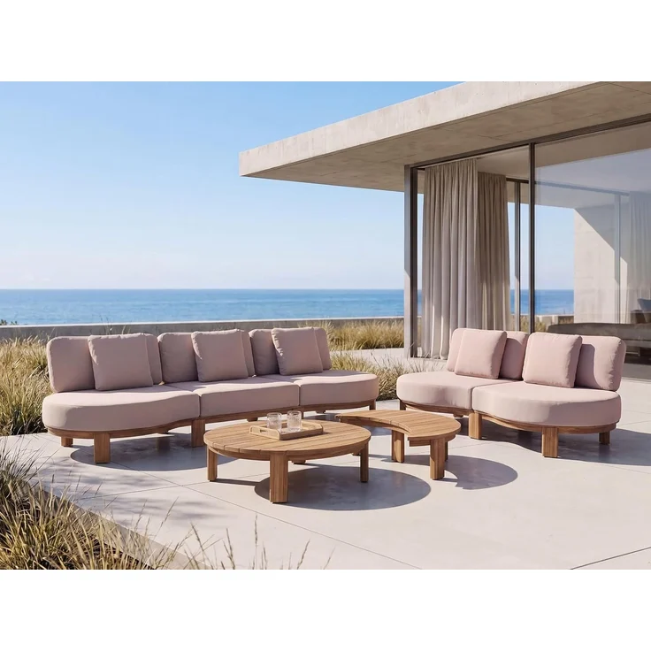 Gartensofa mit Tisch 5-Sitzer ARZELLO Akazienholz Hellbraun – Bild 2