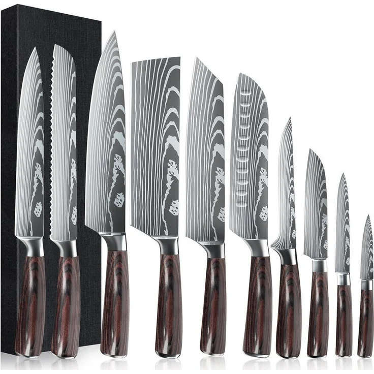 Fine Life Pro Messer-Set Küchenmesser Komibpaket mit Geschenkbox (Set, 8-tlg), Asiatisches Edelstahl Messerset – Bild 5