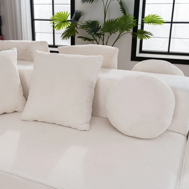 ZUBALIYA Modulares Sofa mit Chenille - Bezug, mit breiten Armlehnen, modular aufgebaut, mit Schaumstoffpolsterung – Bild 11