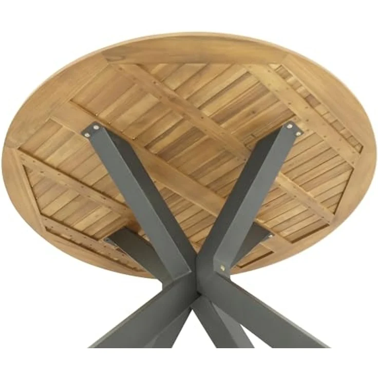 DEGAMO MADEIRA Gartentisch, Metall + Akazie, anthrazit/braun, 130cm rund – Bild 7