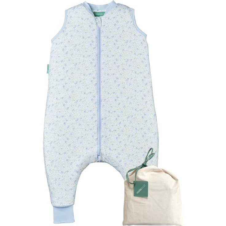 molis&co - Baby Schlafsack mit Füßen - Ideal für Frühling und Herbst - Babyschlafsack mit Füßen 1 tog - Leicht gepolstert - 100% Baumwolle (Oeko-TEX 100), Premium Qualität - Blue Lily (70 cm) – Bild 1
