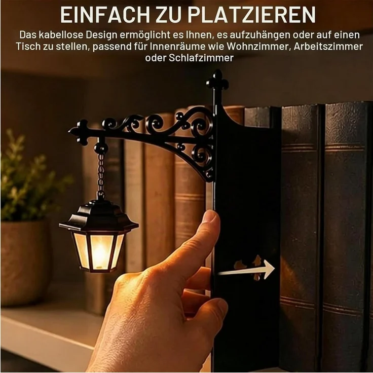 FELIXLEO Wandleuchte Bücherregal Lampe Vintage Laterne LED Buchstütze 2 Stück – Bild 2