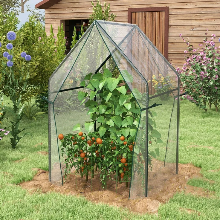 Wohnora-Gartengewächshaus, Tomatengewächshaus für den Garten mit 2 Reißverschlusstüren, Abmessungen 90 x 90 x 145 cm,H 1450cm x T 900cm x B 900cm,Transparent – Bild 2
