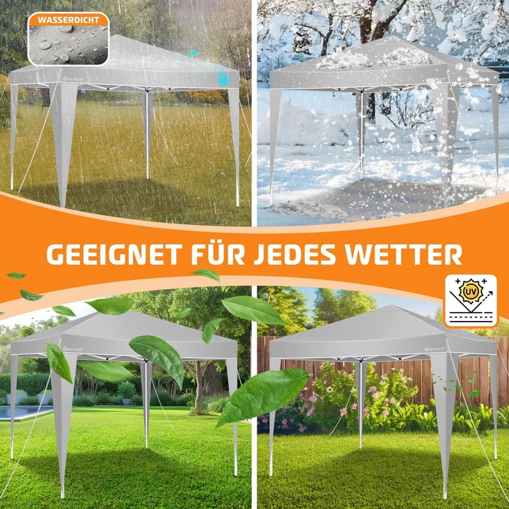 KESSER® Faltpavillon mit Tasche, ohne Beleuchtung, wasserdicht und UV-Schutz 50+, Metall / Polyester grau, 300x300 cm – Bild 7