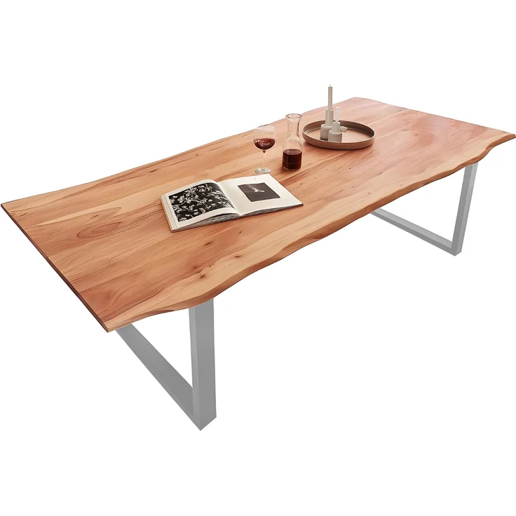 Esstisch Baumkante massiv Akazie natur 180 x 90 silber QUINN 61854163 – Bild 2
