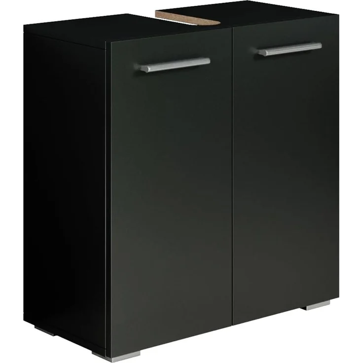 Badplaats Waschbeckenunterschrank Jupiter 60 x 30 cm Schwarz Matt - Stehender Badezimmerschrank mit 2 Türen und Montagematerial – Bild 1