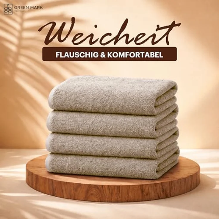 NatureMark 4er Pack Duschtücher, Größe 70x140 cm, Sand/Beige, 100% Baumwolle – Bild 4