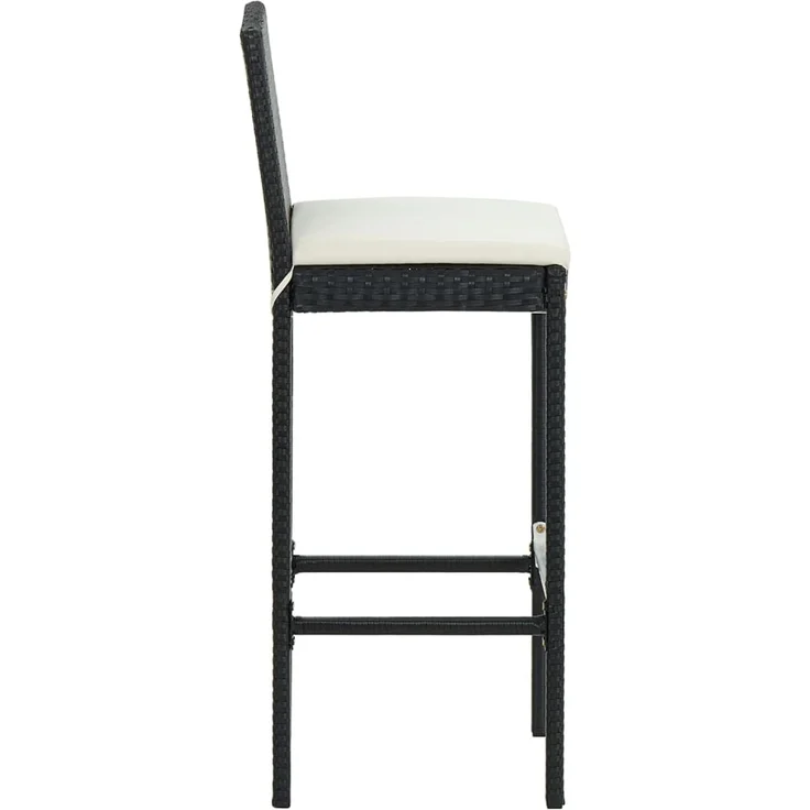 vidaXL Garten-Barhocker mit Kissen 4 Stk. Schwarz Poly Rattan 316670 – Bild 4