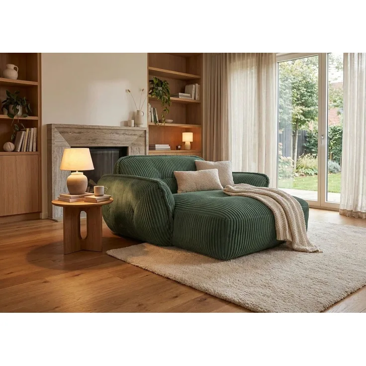 TRENDMANUFAKTUR Chaiselongue Be Fluffy, mit Rundumbezug, Loveseat mit moderner breiter Kedernaht, mit softem Sitzkomfort, in hochwertigem Breitcord mit weicher Haptik