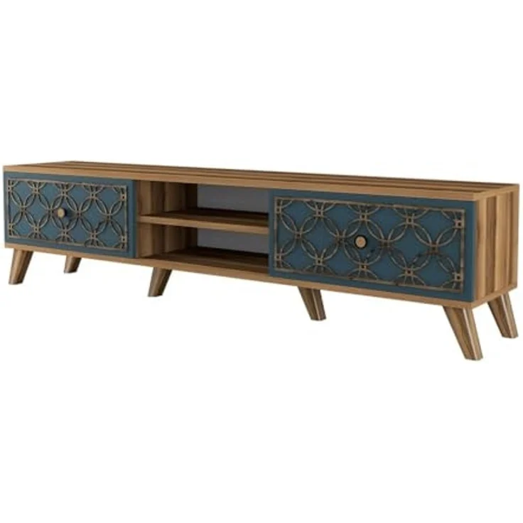 Dmora Tv-Möbel Atlux 180x35x44 cm Braun 2 Regale 4 Fächer – Bild 6