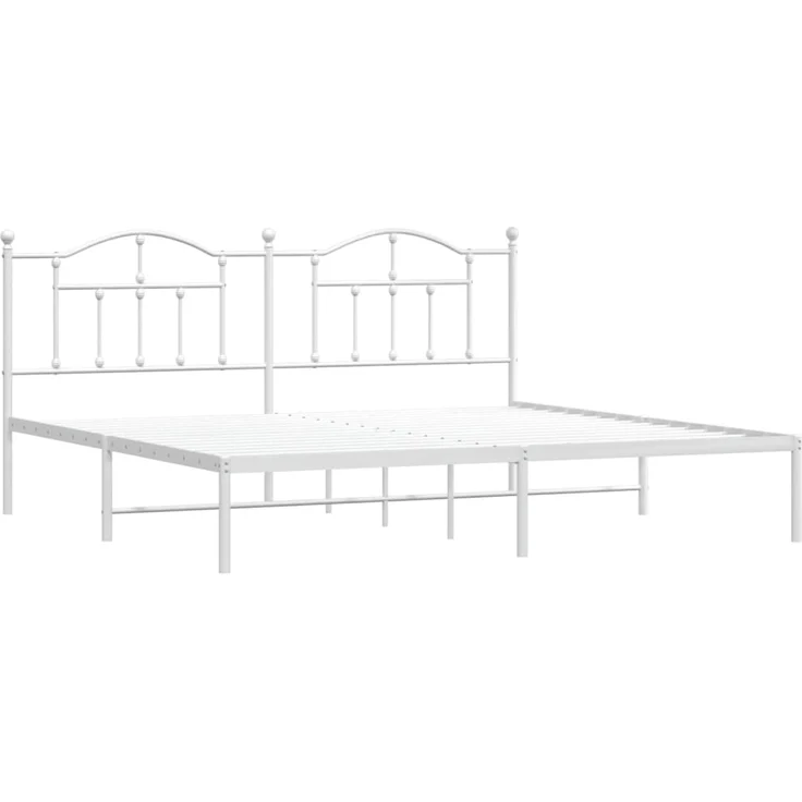 vidaXL Bettgestell mit Kopfteil Metall Weiß 193x203 cm 353494 – Bild 2