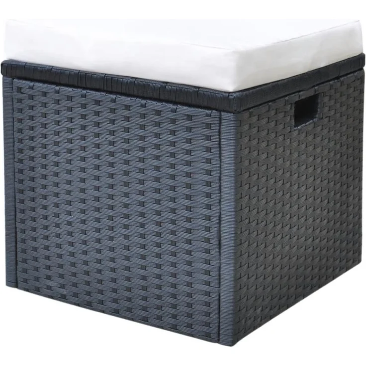 vidaXL 6-tlg. Garten-Essgruppe mit Kissen Poly Rattan Schwarz 42643 – Bild 9