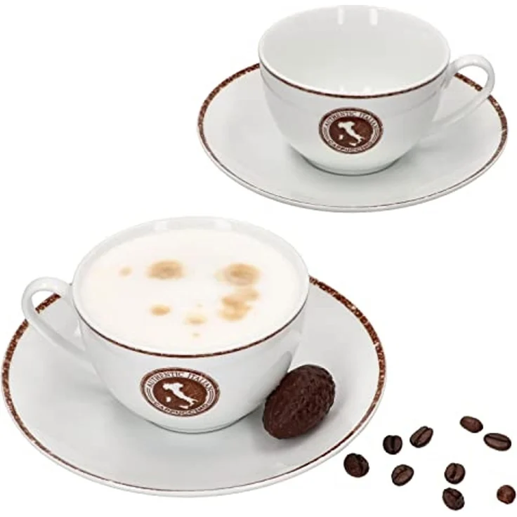 Ritzenhoff & Breker Becher 4tlg Set Authentic Italian Cappuccinotasse + Untertasse Cappuccino, Porzellan – Bild 1