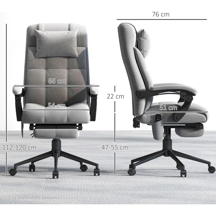 MELAYR, Bürostuhl mit Massagefunktion, ergonomisch, 66x76x116-124cm, Grau – Bild 5