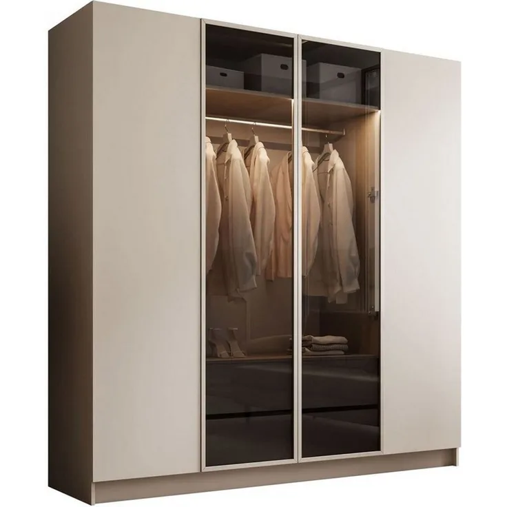 Lookway Kleiderschrank ATRIUM II mit Glasfront inklusive Trageservice 200x57x210 cm