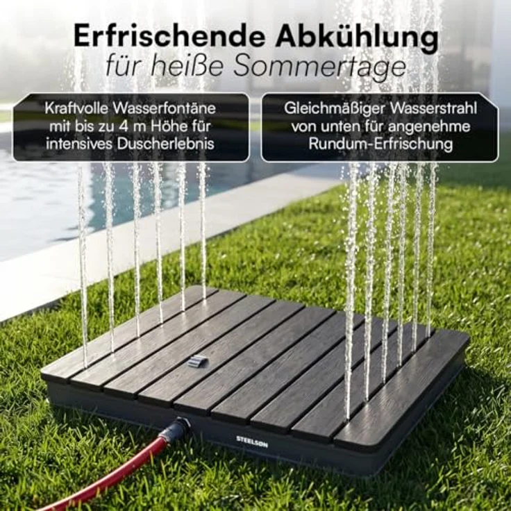 STEELSØN 'Samaya' Bodendusche rechteckig, Gartendusche anthrazit/grau, Campingdusche wetterfest, Saunadusche, Fontänenhöhe bis zu 4m, inkl. Fußrad – Bild 6