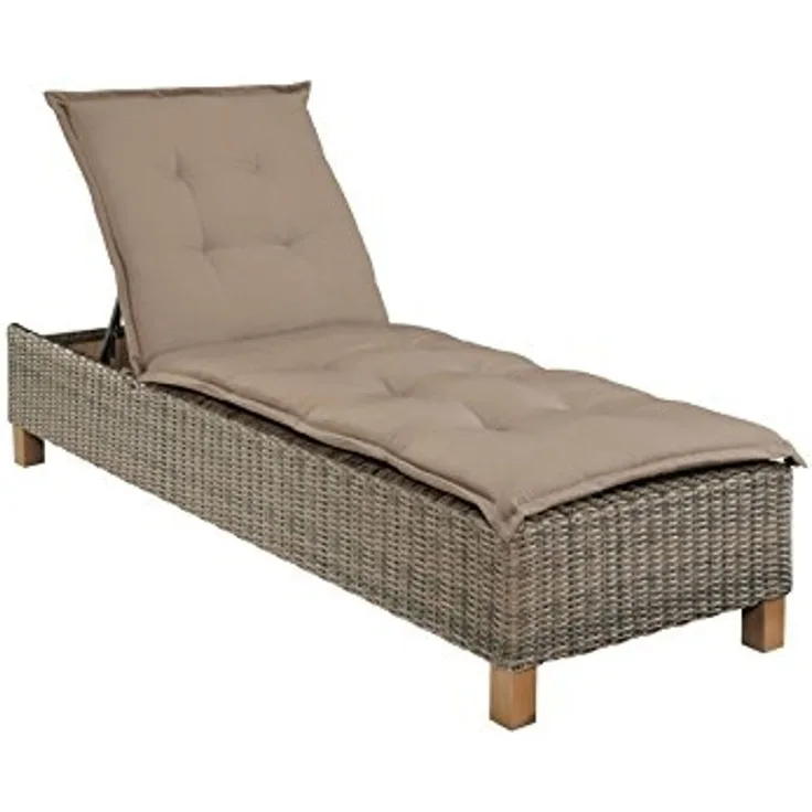 MERXX Gartenliege Toskana, Polyrattan/Akazie, inkl. Auflage