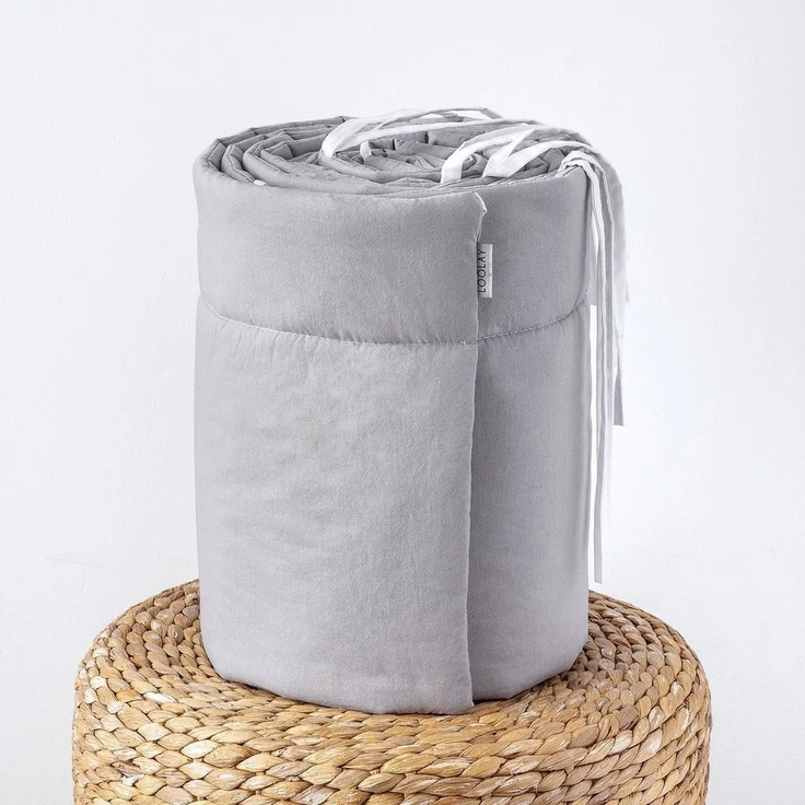 Loolay Bettnestchen 100% GRAU BIO-Baumwolle Atmungsaktives Babybett BETTUMRANDUNG, (Umrandung Kopfschutz Bettschlange 420, 360, 210, 180 x 30cm, Babyausstattung Baby und Neugeborene Premium GESCHENK), LOOLAY® - 100% Europäische Stoffe und Kleinserien-N... – Bild 3