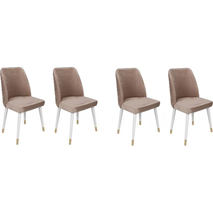 Skye Decor 'Hugo-404 V4' Stuhlset (4-teilig), Beige / Weiß, 50 x 90 x 49 cm