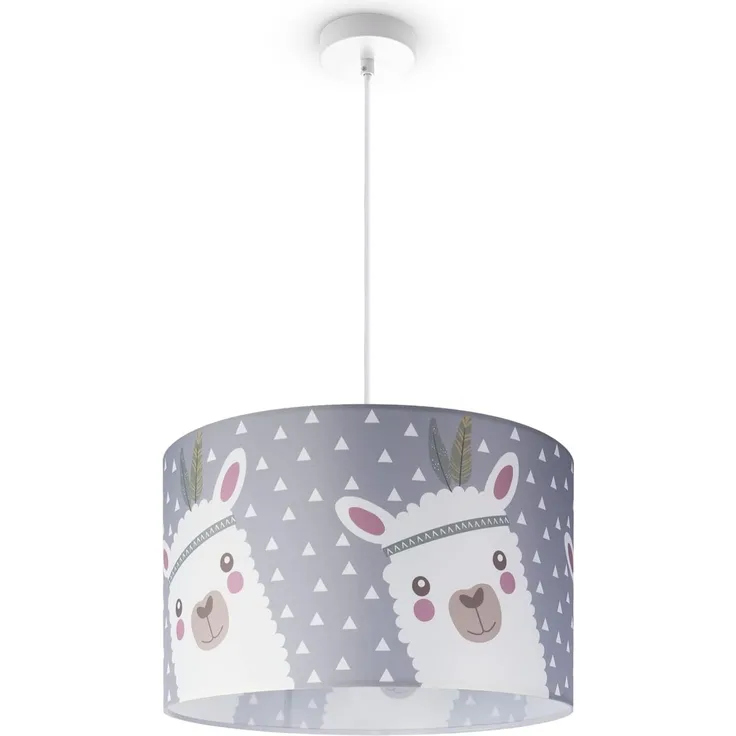 Paco Home Pendelleuchte Ela 214, ohne Leuchtmittel, Kinderlampe Deckenlampe LED Kinderzimmer Lampe Lama-Motiv, E27