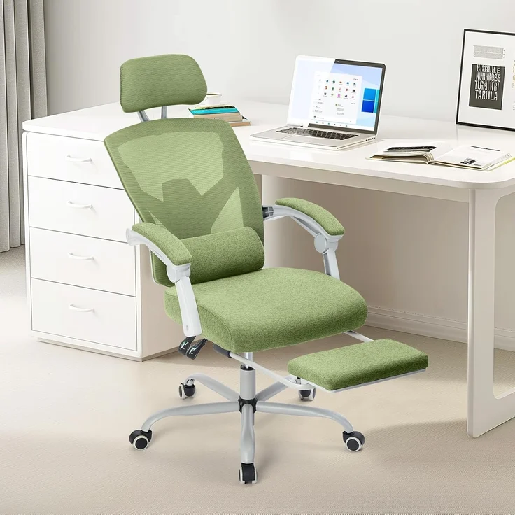 Sweetcrispy Büro-Computer-Schreibtisch Stuhl, Gaming-Stühle für Erwachsene, High-Back Mesh Rolling Swivel Reclining Stühle mit Rädern, Bequeme Lendenwirbelstütze, Bequeme Arme Grün – Bild 1