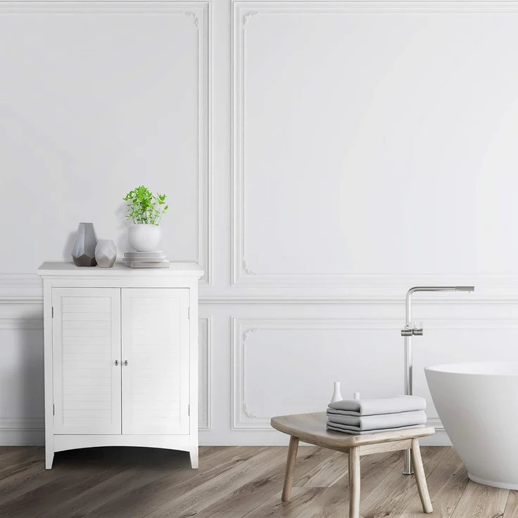 Versanora ELG-585 Badezimmer-Fußboden-Kabinett, MDF, Weiß, 66.04 x 33.02 x 81.28 cm – Bild 6