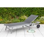 Merxx Aktionsliege "Tessin", Aluminiumgestell mit mehrfach verstellbarem Kopfteil, Textilbespannung Schwarz, leicht transportierbar mit Rädern