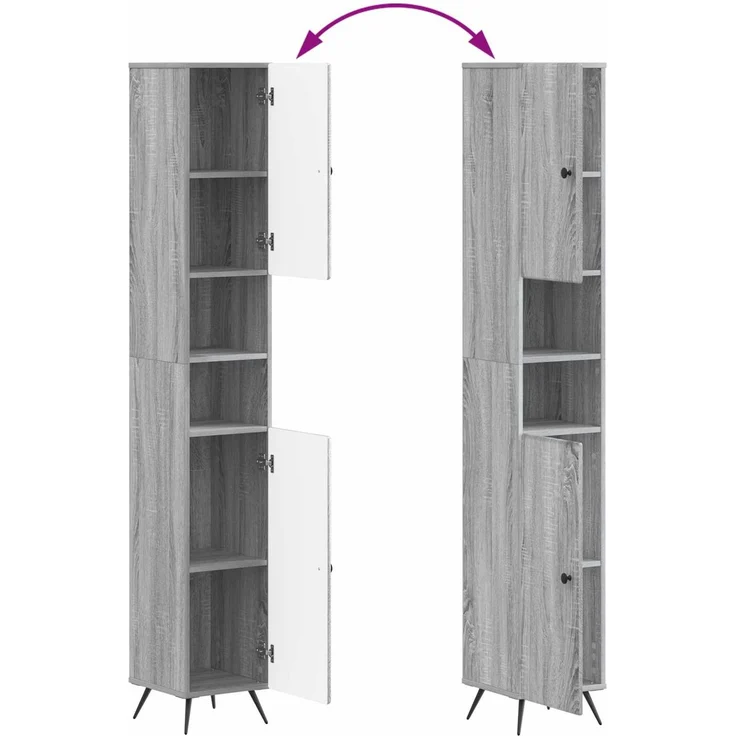 vidaXL Badezimmerschrank mit offenem Regal BREDA Sonoma-Grau 897481 – Bild 7
