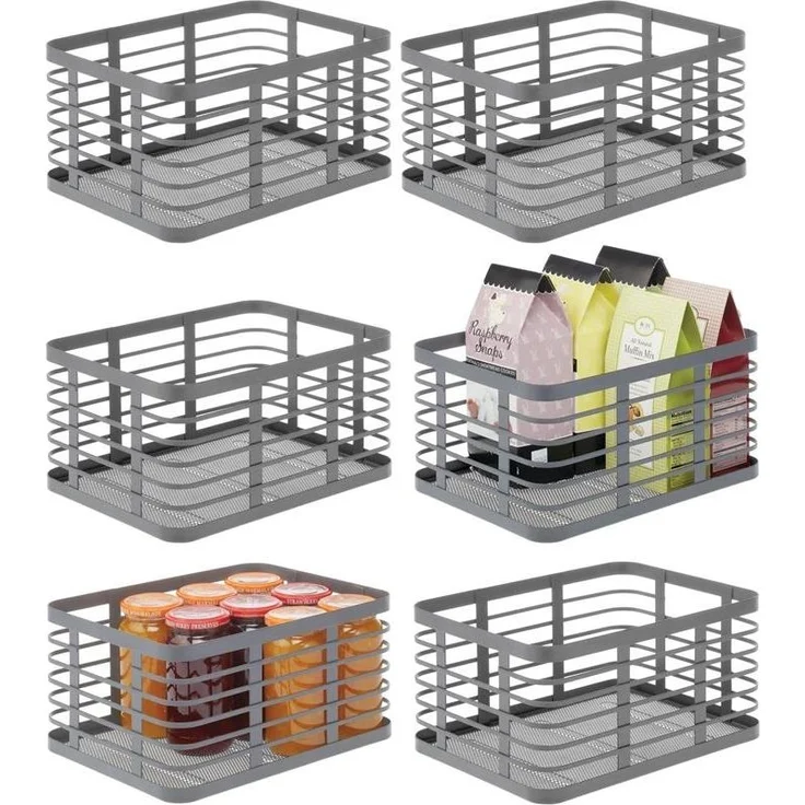 mDesign Allzweckkorb Aufbewahrung Drahtkorb Organizer 6er-Set Metall Grau – Bild 9