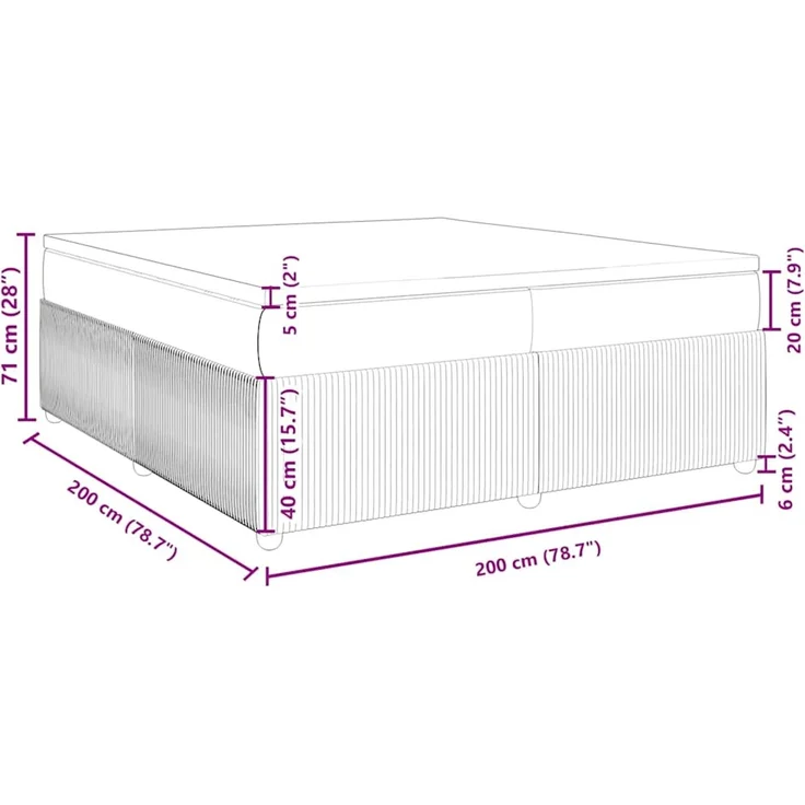 vidaXL Boxspringbett mit Matratze Taupe 200x200 cm Stoff 3285599 – Bild 12