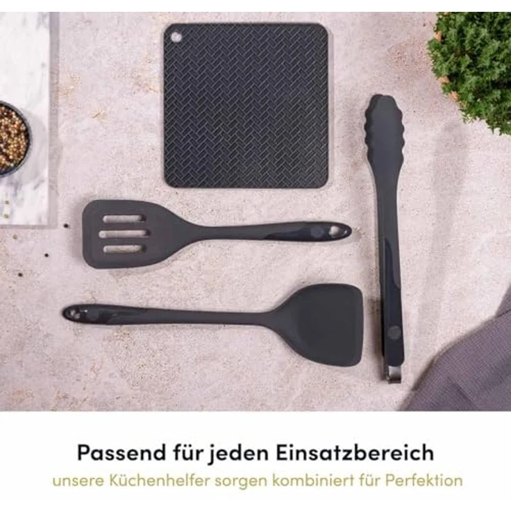 Hoffmann Germany Kochzange Silikon Edelstahl 33 cm anthrazit – kratzerfrei, Edelstahlkern, Silikon-Ummantelung, 200°C, spülmaschinenfest – Bild 4