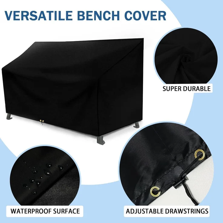 Gartenbank Abdeckung 3 Sitzer 420D Schwarz 420d Schwarz 163x66x63 89cm – Bild 5