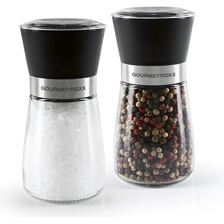 GOURMETmaxx Salz- & Pfeffermühle Kompakt 2er-Set transparent/schwarz