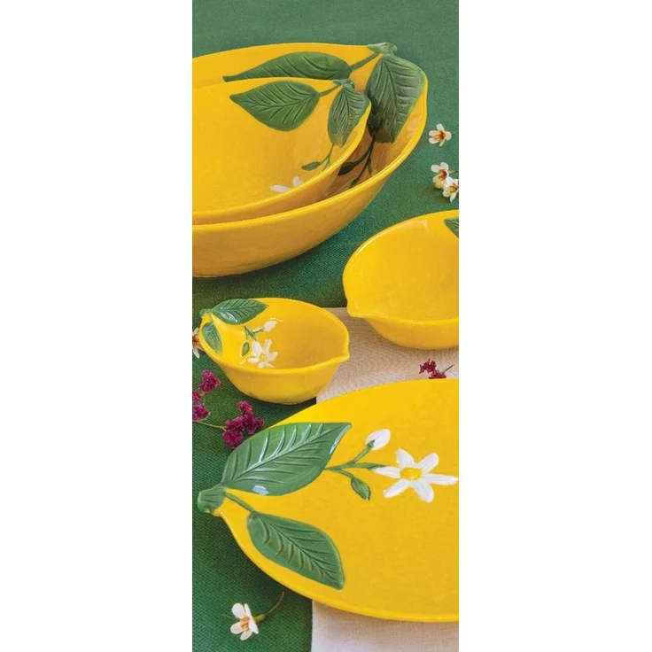 EasyLife Servierschale Fleurs et Citrons, Porzellan, Spülmaschinengeeignet, Mehrfarbig, Zitronen, H: 4.5cm – Bild 3