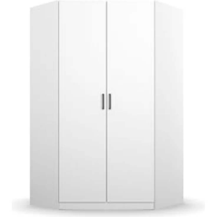 Rauch Möbel Allrounder Schrank Eckschrank Kleiderschrank Weiss, 2-türig, inkl. 2 Kleiderstangen, 5 Einlegeböden, BxHxT 117 x 197 x 104 cm – Bild 1