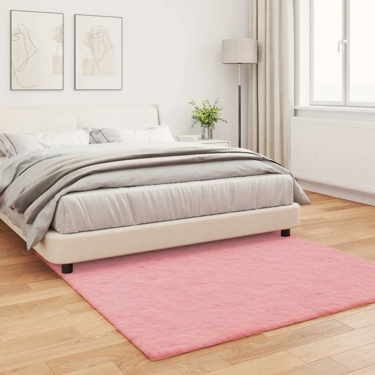 vidaXL Rutschfester Kunstfellteppich Olite Rosa 120 x 120 cm Polyester 42021707 – Bild 3
