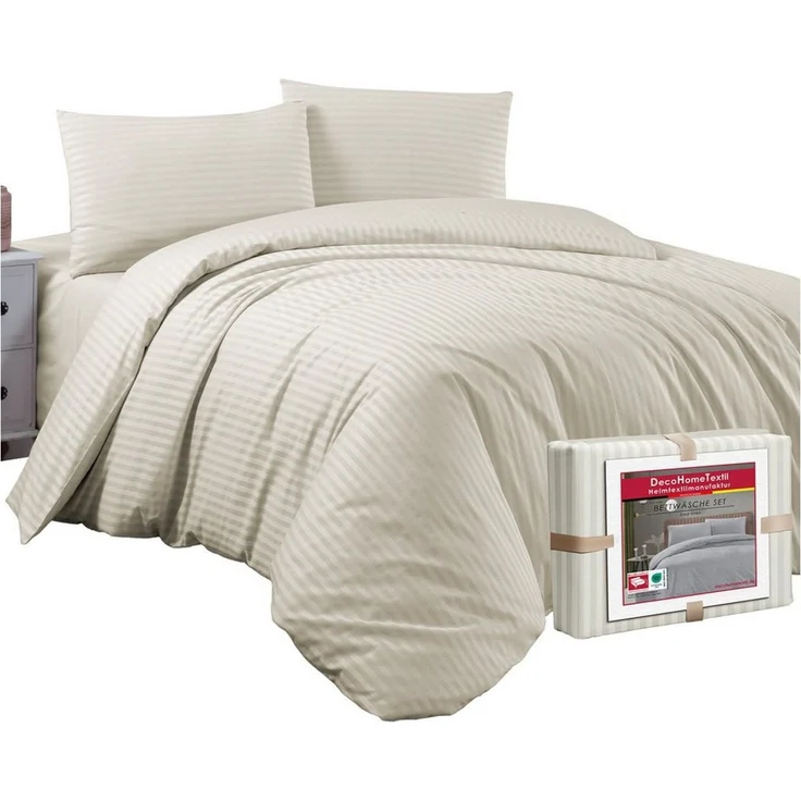 DecoHomeTextil Heimtextilmanufaktur Bettwäsche Set Bettgarnitur mit Reißverschluss Polycotton Streifen – Bild 5